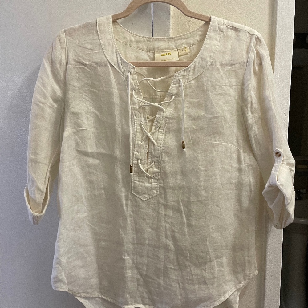 Anthropologie Linen Shirt, White, size 4
